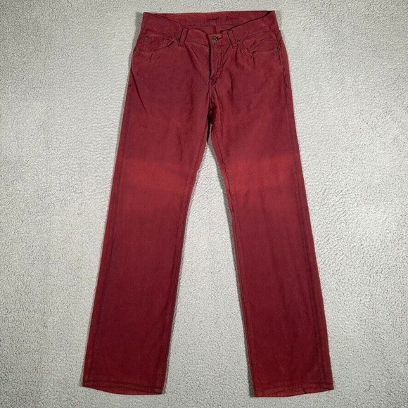 7 For All Mankind Pants Mens 32x31 Burgundy Corduroy Slimmy Slim Fit Casual Logo - Picture 1 of 13